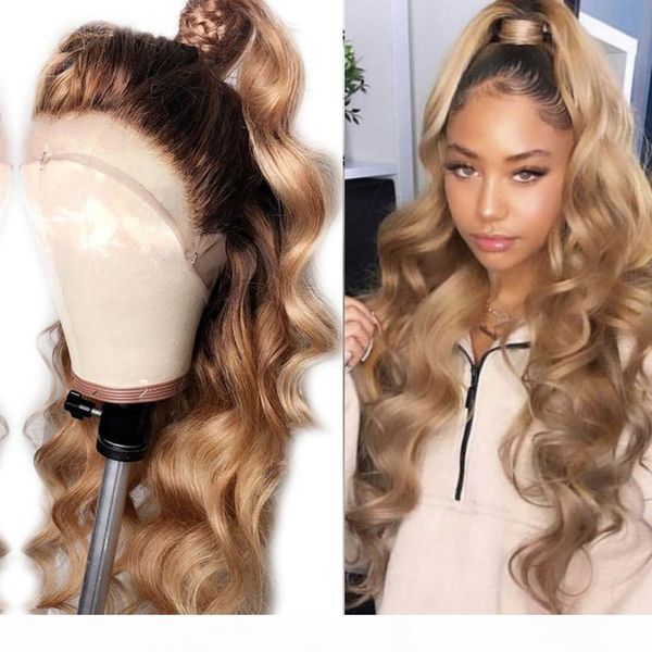 

ombre blonde 13x6 lace front human hair wig baby hair brazilian brown full lace wig for women 360 frontal remy natural hairline, Black