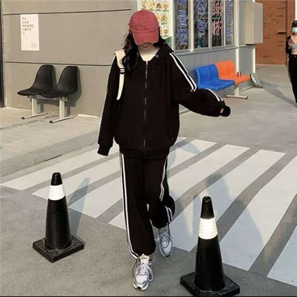 

11plush women's student's sports korean winter loose fashion oversized sweater casual two piece running suit8uy, Gray