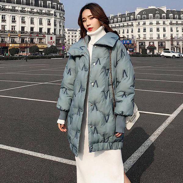 

2021 newsingle breasted long female winter women's jackets collar plus size style thick outwear wmdp, Black
