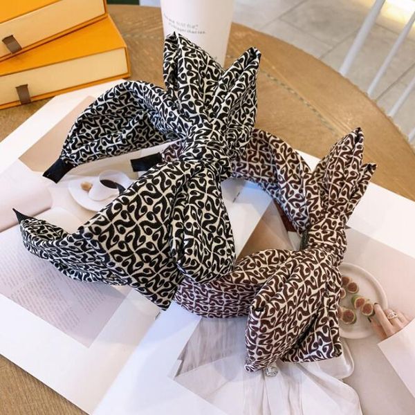 

2021 korean fashion double layers big bowknot hair hoop women letter print head hoop casual hairband classic hair accessories wholesale, Silver