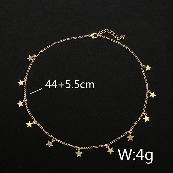

заявление x073 модных bohemia звезды ожерелья для женщин золотой цепи choker коротких ожерелий bijoux femme boho ювелирных изделия colar кпт, Silver