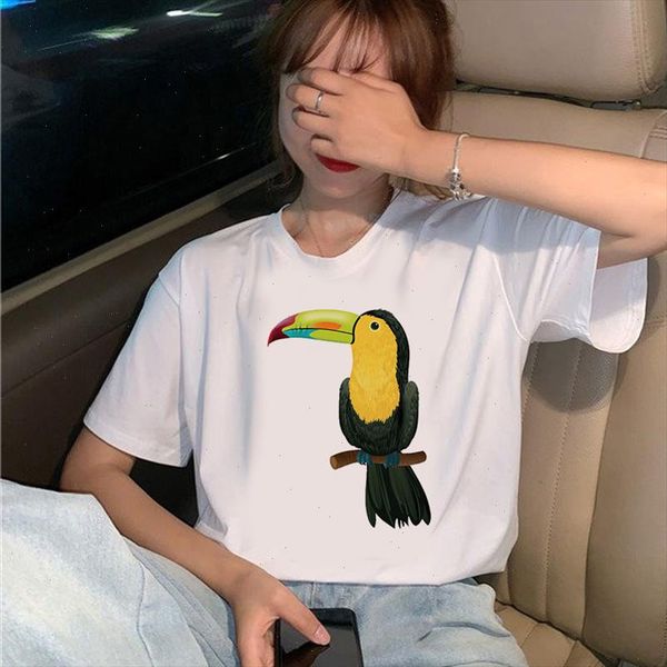 

womens t shirt 90s ulzzang harajuku graphic funny big beaked bird cartoon print t shirt o neck casual womens t shirt, White