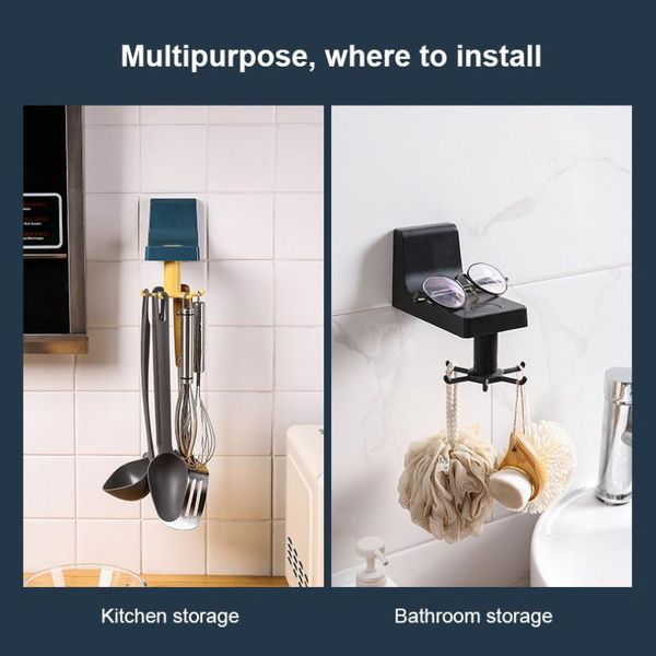 

6pcs set kitchen rotary hook wall mounted perforated spatula rack spoon shovel hanger kitchenware storage rack shelves h jllink