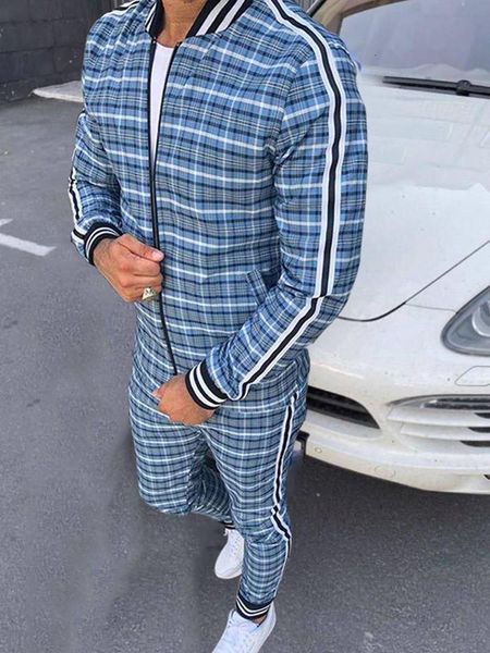 

new men sportsuits set fitness suits autumn men set long sleeve stripe hoodies+pants gyms casual sportswear suit 2021 brand, Gray
