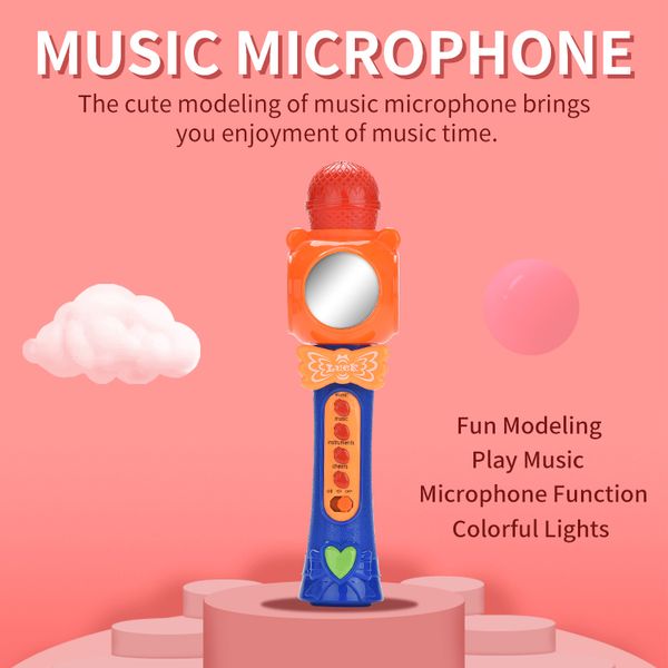 

children fun colorful microphone toy girl simulation music microphone toy with mirror kid girl birthday gift