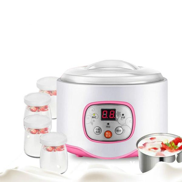 

food processors multifunctional electric yogurt maker timing natto rice wine machine automatic yoghurt fermenter with 4 leben glass cups eu