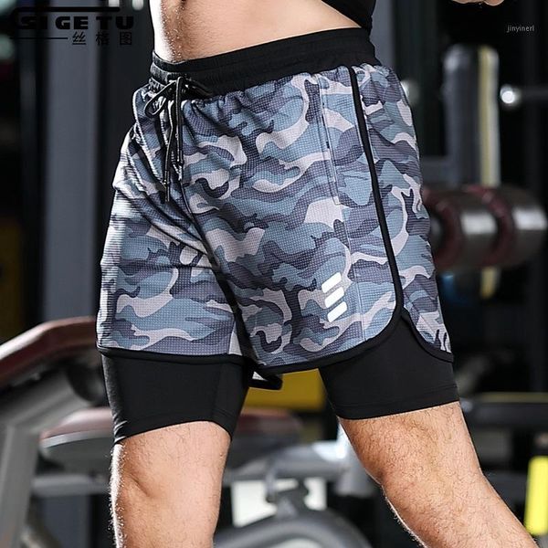 

2020 new arrival 2 in 1 camouflag running gym shorts men pantalonetas hombre men's summer shorts track men short fitness1, Black;blue