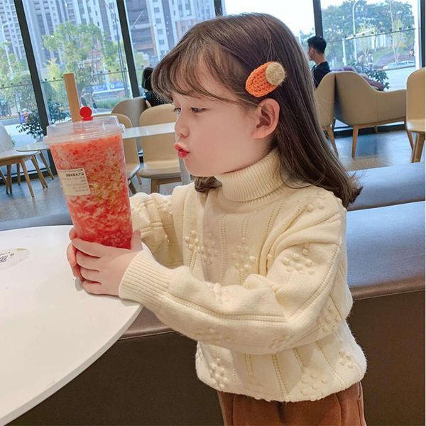 

turtleneck sle children's 2020 foreign new sweater baby's thickened knitted girls' winter clothing muxe, Blue