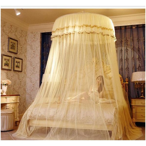 

big size double lace hung done mosquito net round bed canopy netting for adults girls room decor bed tent wmtbnr item_home