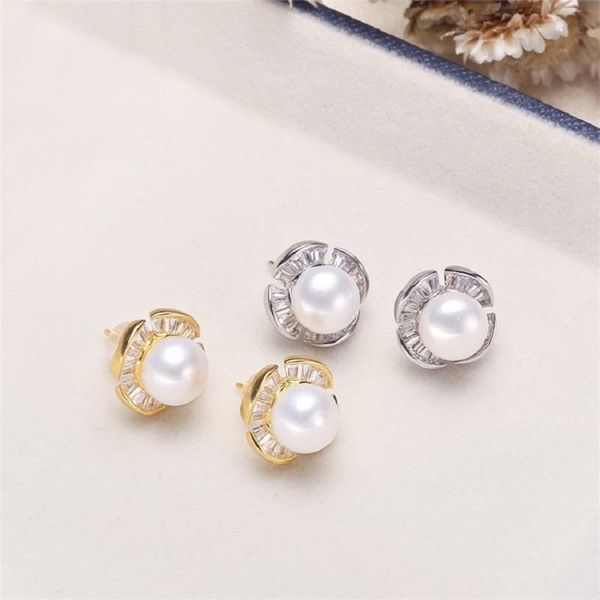 

dangle & chandelier freshwater pearl earrings 8-9mm bread bead, Silver