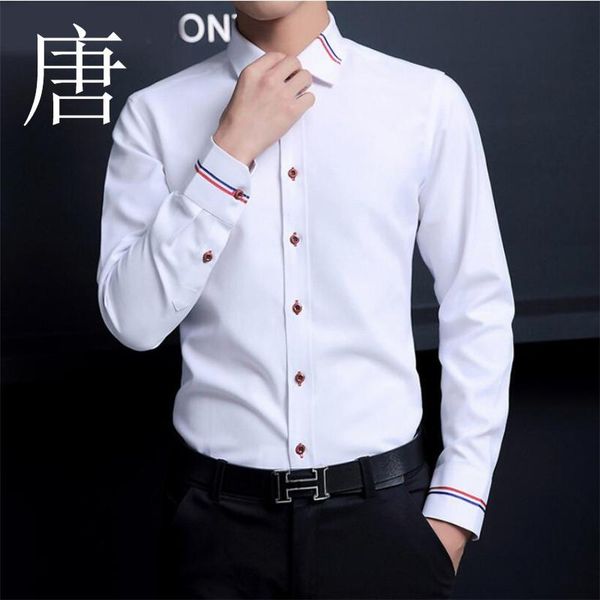 

tang cool 2020 новый бренд мужчины мода оксфорд рубашки длинный рукав camisa masculina slim fit camisa социальная повседневная белая рубашка, White;black