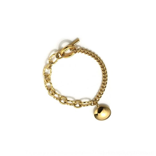 

5tgni lightbracelet button minority ot button disc face round bead titanium steel gold-plated smiling elizabeth cool wind bracelet sbmkv, Golden;silver