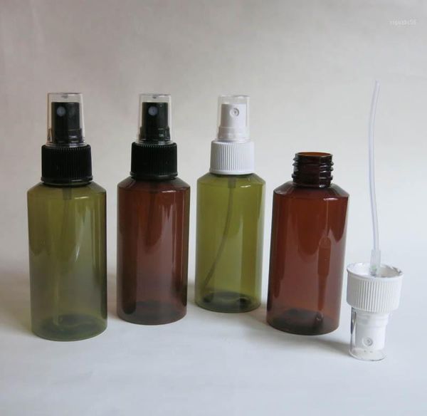 

20 x 100ml empty amber pet plastic perfume bottle 100cc green plastic bottle with mist sprayer cosmecitc container packaging1