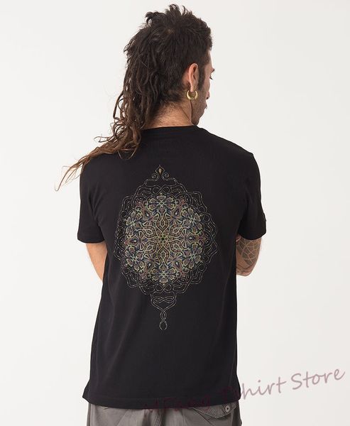 

mandala sacred geometry screen printed burning man available in small medium large extra large sport hooded sweatshirt hoodie t shirt