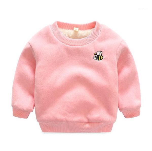 

hoodies & sweatshirts band winter 2021 kid plus velvet thick cotton boy girl warm cashmere embroidery dog bee toddler clothes1, Black