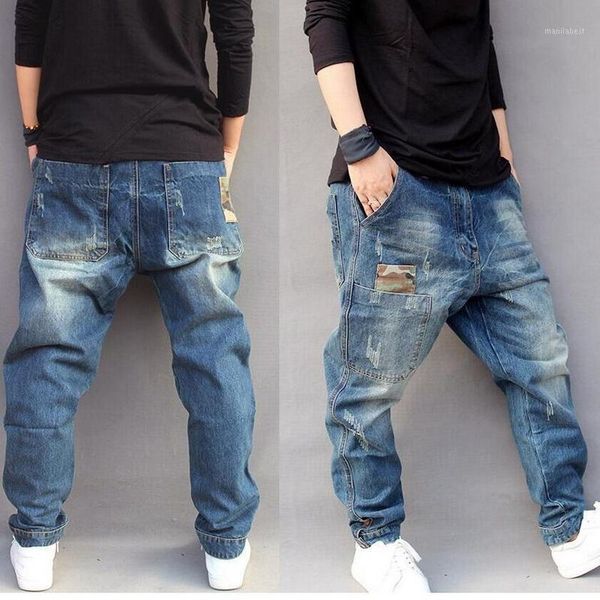 

2020 men jeans casual joggers hip hop street style denim harem pants camouflage patchwork denim trousers jeans male cross-pants1, Blue