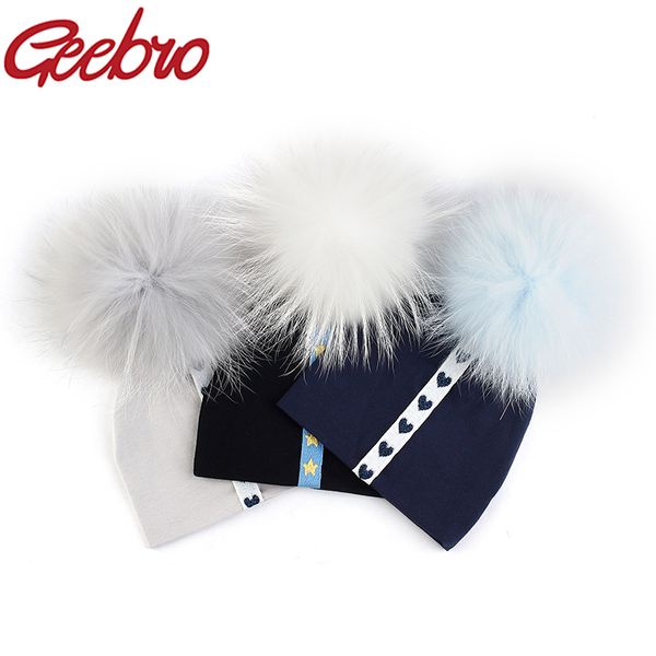

geebro star лента детские hat новорожденный stretch хлопок baby hat с натуральным мехом помпон solid color симпатичные шапочки для младенцев, Blue;gray