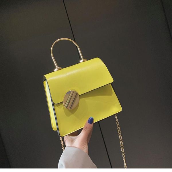 

small bag 2020 new shoulder messenger bag korean polyester solid color cross section chain mobile phone small square