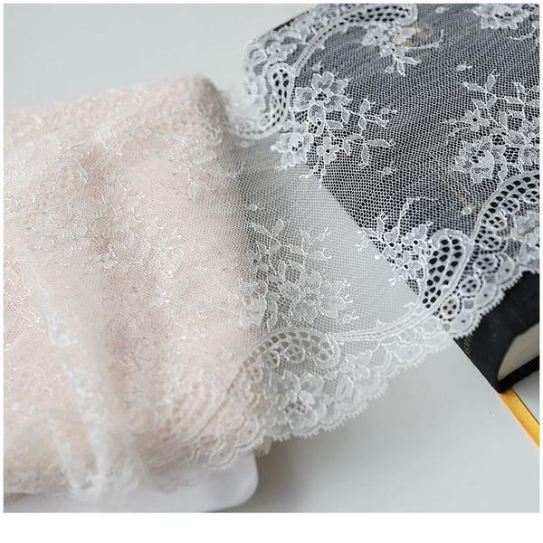 

1meter/pack 19.5cm good quality light skin color bilateral embroider tulle lace fabric sewing trim dress accessor bbyzec
