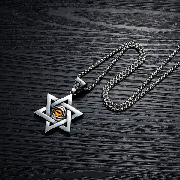

pendant necklaces 38mm antique star of david evil eye protection necklace in stainless steel1, Silver