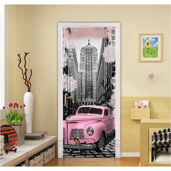 

77x200cm 3d наклейка двери diy art для комнаты самоклеящиеся стены стены водонепроницаемые виниловые съемные современное искусство дверные н