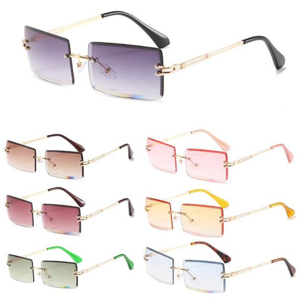 

sunglasses fashion small rectangle women ultralight candy color rimless ocean sun glasses non polarized gradient shades m393, White;black