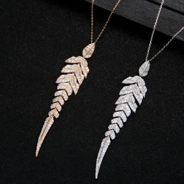 

chains ms club in europe and america big leaves zircon long necklace dress accessories elegant temperament collarbone chain, Silver
