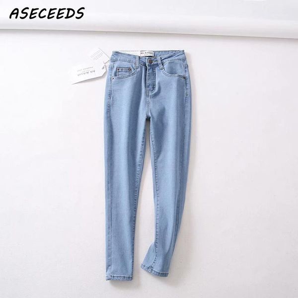 

boyfriend jeans for women mom vintage elastic high waisted skinny jeans woman blue black pencil denim pants streetwear1