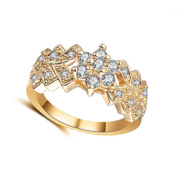 

brand jewelry 925 sterling silver gold women garland rings clear zircon wedding engagement promise ring1, Golden;silver
