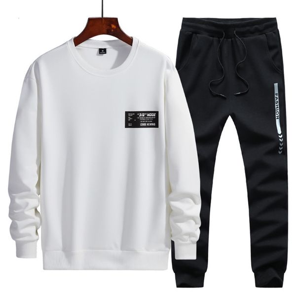 

round men's neck spring and autumn casual wear running sportswear youth long sleeve loose sweater set, Gray