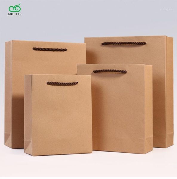 

gift wrap gruiter kraft bags paper bag with handle thickness reclosable storage package packing1