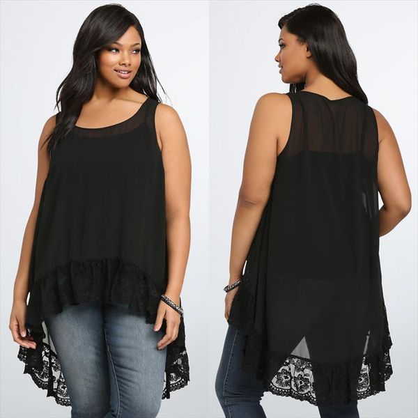 

2020 plus size women blouses asymmetric summer ladies sleeveless o neck blouse large size womens and blouses, White