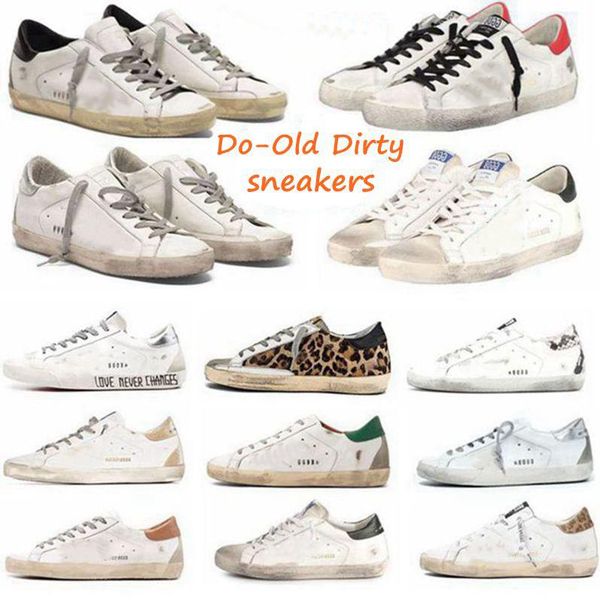 

fashionable style italy brand shoe baskets casuals sneakers sequin classic white do-old dirty designer super star man women casual shoes, Black