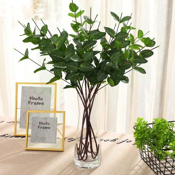 

10pcs/lot diy wedding party favor artificial green plants bouquet home l office art decor real touch plastic plants leaf1