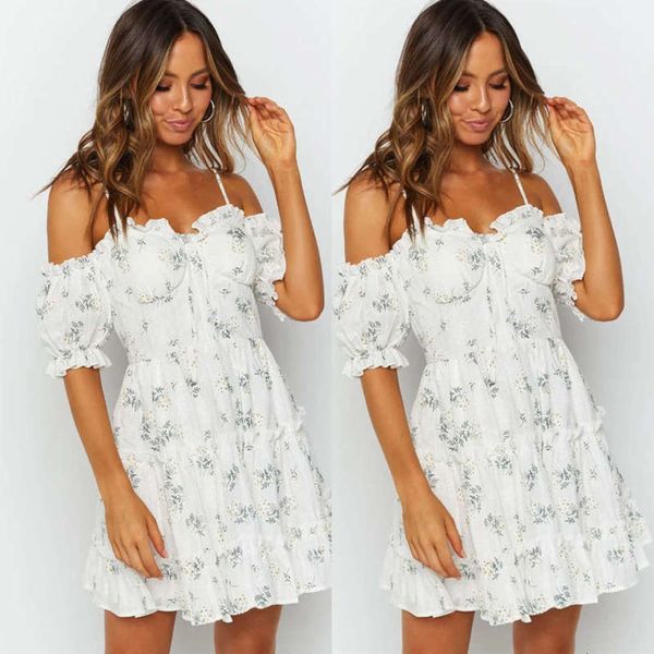 

sweet wxw2020 wind print wood ear little fresh suspender dress, Black;gray