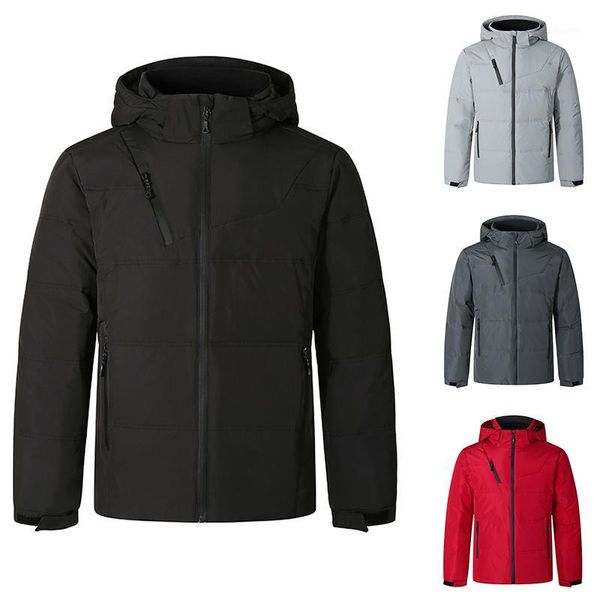 

markyi 2020 fashion warm winter hooded man jacket zipper male parka jacket mens slim fit men parkas big size1, Black