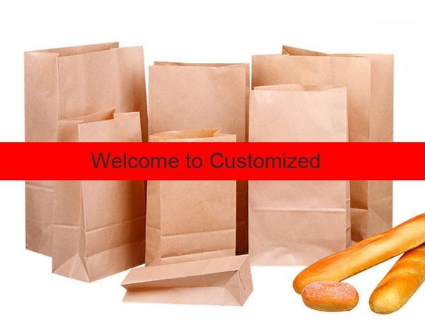 

kraft paper bags brown paper customized gift bags sandwich bread dried fruits cookie baking candy packing take out1