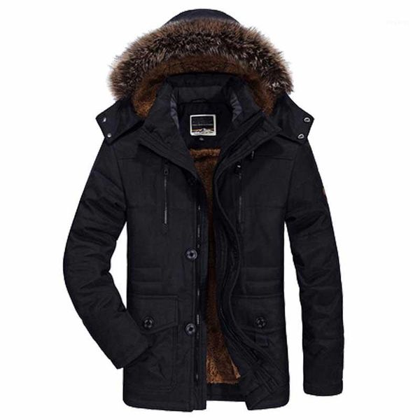 

thick winter jacket men parka hooded fleece lining coat windbreaker loose baggy plus size male warm clothes1, Black