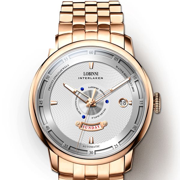

lobinni men's watches,men luxury watch mens automatic mechanical wristwatches switzerland clock sapphire relogio masculino, Slivery;brown