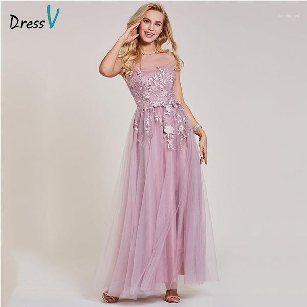 

dressv pink long evening dress scoop neck appliques sleeveless wedding party formal dress a line evening dresses1, White;black