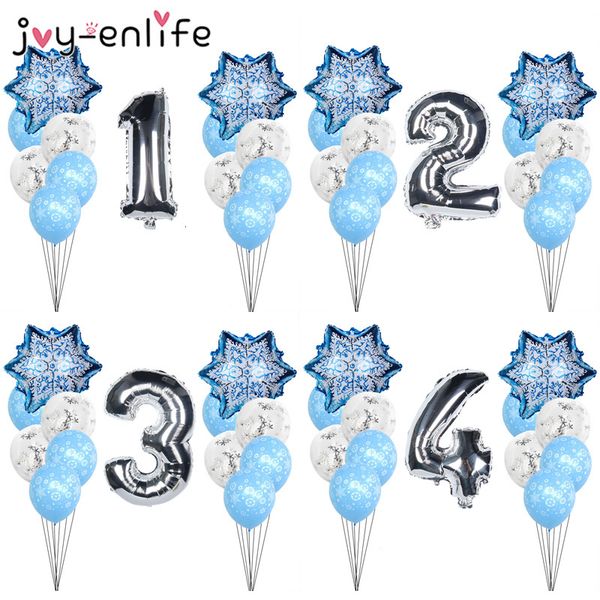 

1set christmas snowflake confetti latex balloon set kids birthday party decoration baby shower decor balloons globos