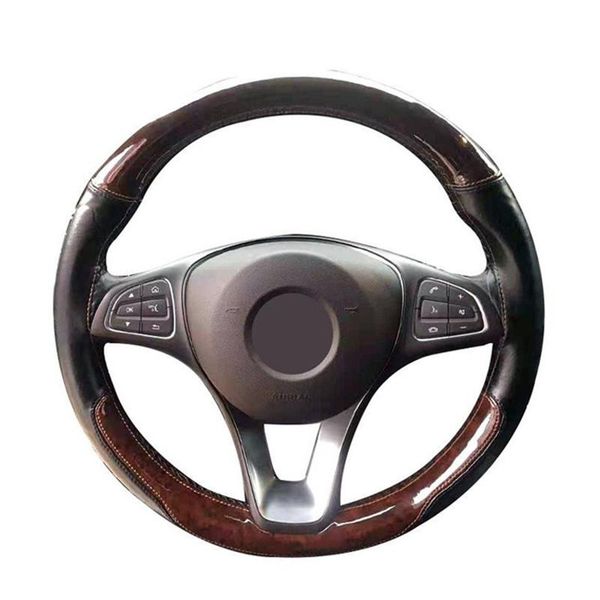 

auto steering wheel cover durable 38cm stitch on wrap case/wood style imitation leather steering cover needle thread hand sewing