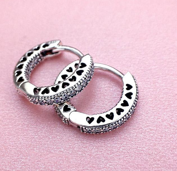 

серьги pavé heart hoop 925 стерлинговое серебро малое ухо для женщин мужская серьга fy4322