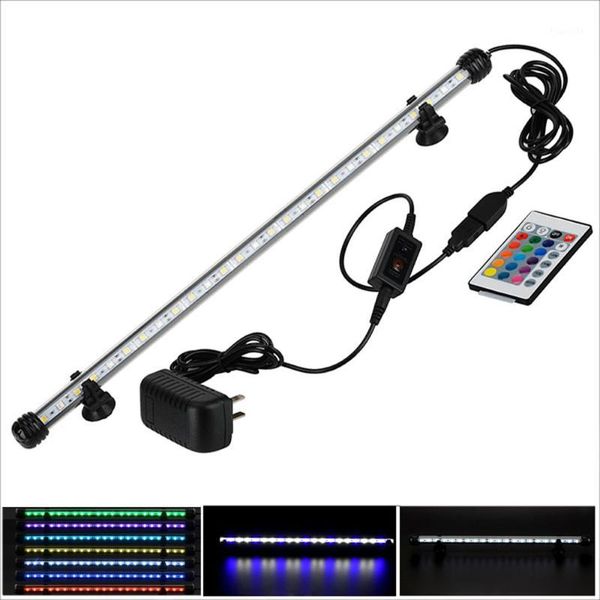 

uk plug rgb remote aquarium light fish tank smd 9/15/21/27 led bar aquatic lamp submersible 18 28 38 48 cm1 aquariums lighting