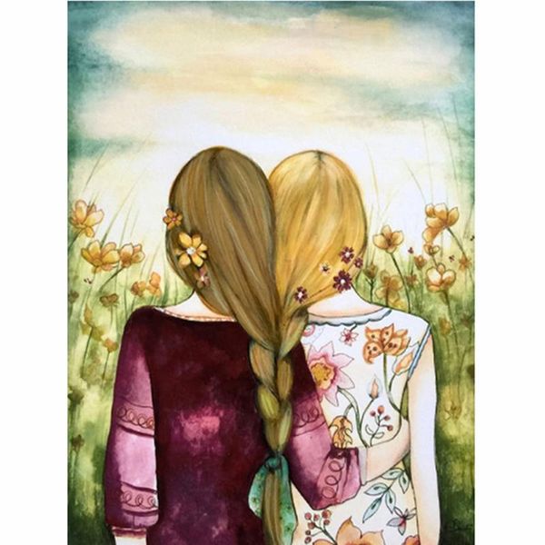 

5d diy diamond painting long hair sister diamond mosaic picture of rhinestones portrait embroidery cross stitch home decor art