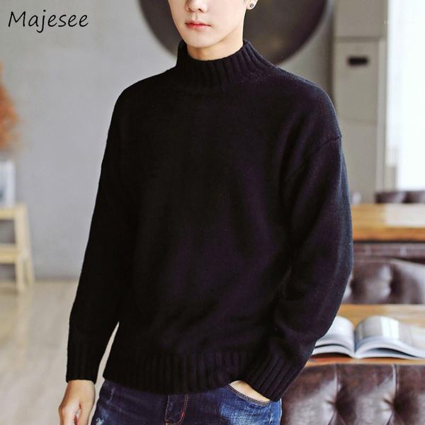 

men sweater solid simple long sleeve turtleneck korean clothes mens sweaters winter plus size clothing casual warm pullover1, White;black