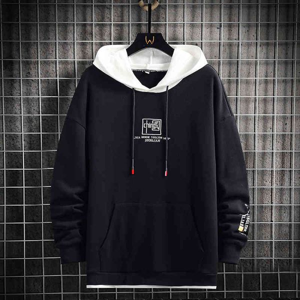 

sweater hoodies guochao men's hoodie 2022 autumn youth student leisure printing loose sports, Black