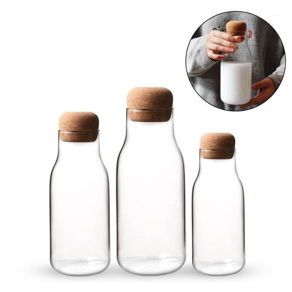 

storage bottles & jars cork glass bottle heat resistant milk juice transparent can sealed coffee tank drop1
