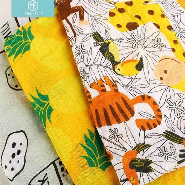 

happy flute 1pc muslin 100% cotton baby swaddles soft newborn blankets bath gauze infant wrap sleepsack stroller cover play mat y201009