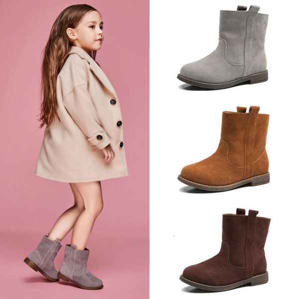 

short plush girls' martin single boots autumn and winter 2019 new snow cotton children' sho, Black;grey